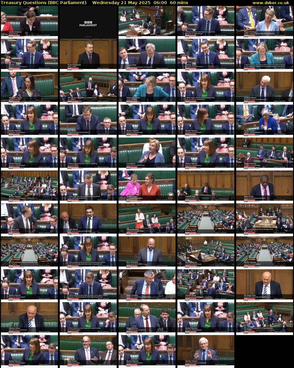 Treasury Questions (BBC Parliament) Wednesday 21 May 2025 06:00 - 07:00