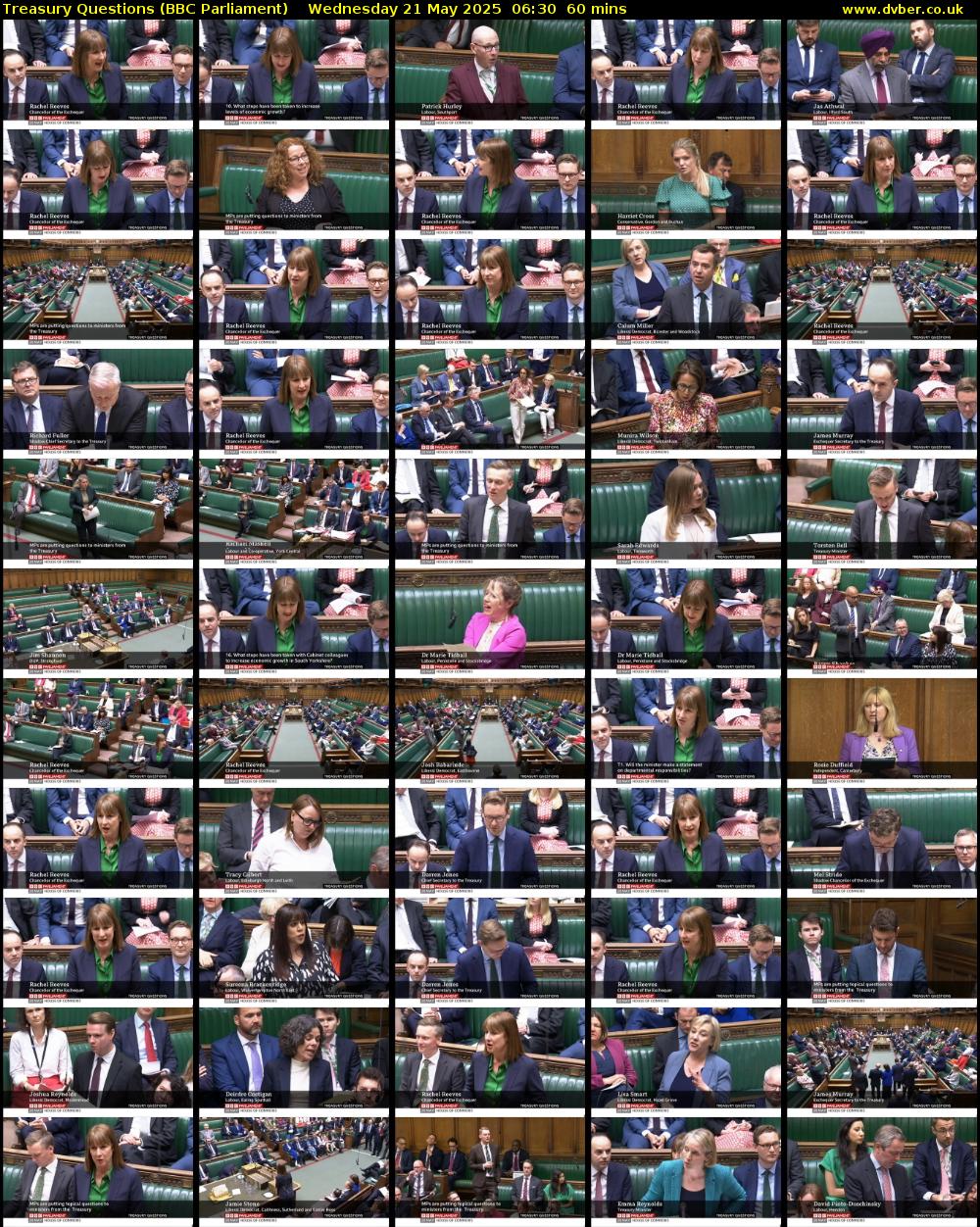 Treasury Questions (BBC Parliament) Wednesday 21 May 2025 06:30 - 07:30