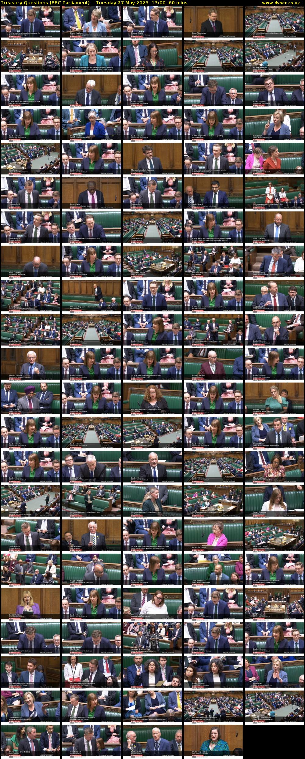 Treasury Questions (BBC Parliament) Tuesday 27 May 2025 13:00 - 14:00