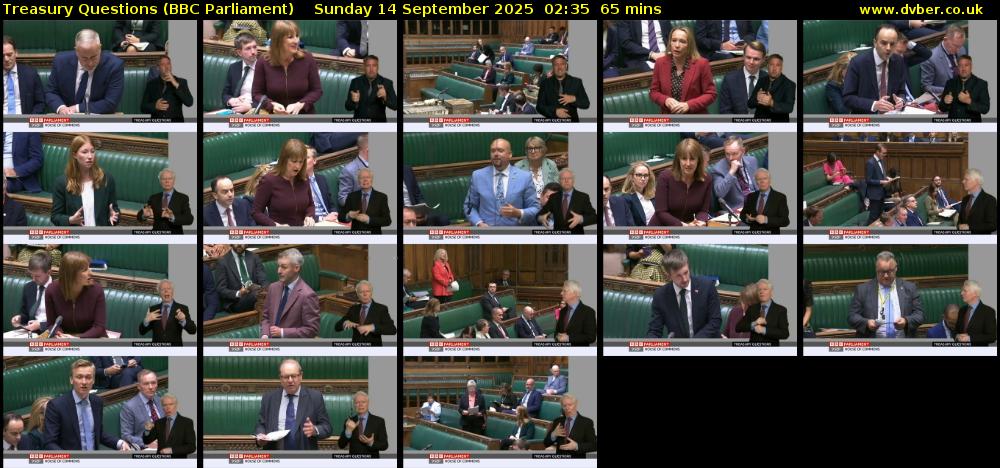 Treasury Questions (BBC Parliament) Sunday 14 September 2025 02:35 - 03:40