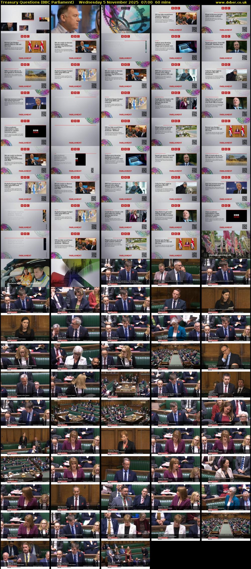 Treasury Questions (BBC Parliament) Wednesday 5 November 2025 07:00 - 08:00