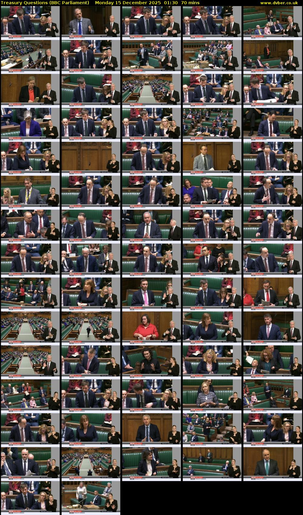 Treasury Questions (BBC Parliament) Monday 15 December 2025 01:30 - 02:40