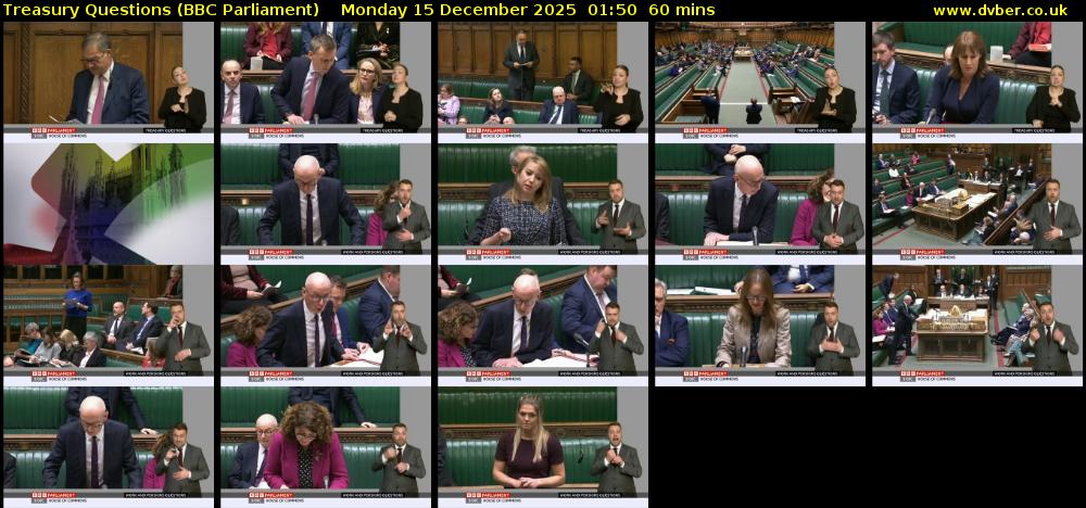 Treasury Questions (BBC Parliament) Monday 15 December 2025 01:50 - 02:50