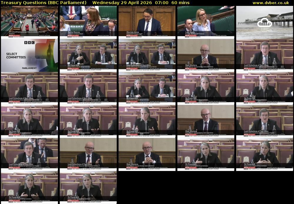 Treasury Questions (BBC Parliament) Wednesday 29 April 2026 07:00 - 08:00