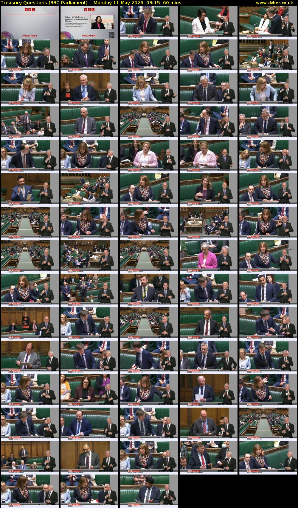 Treasury Questions (BBC Parliament) Monday 11 May 2026 03:15 - 04:15