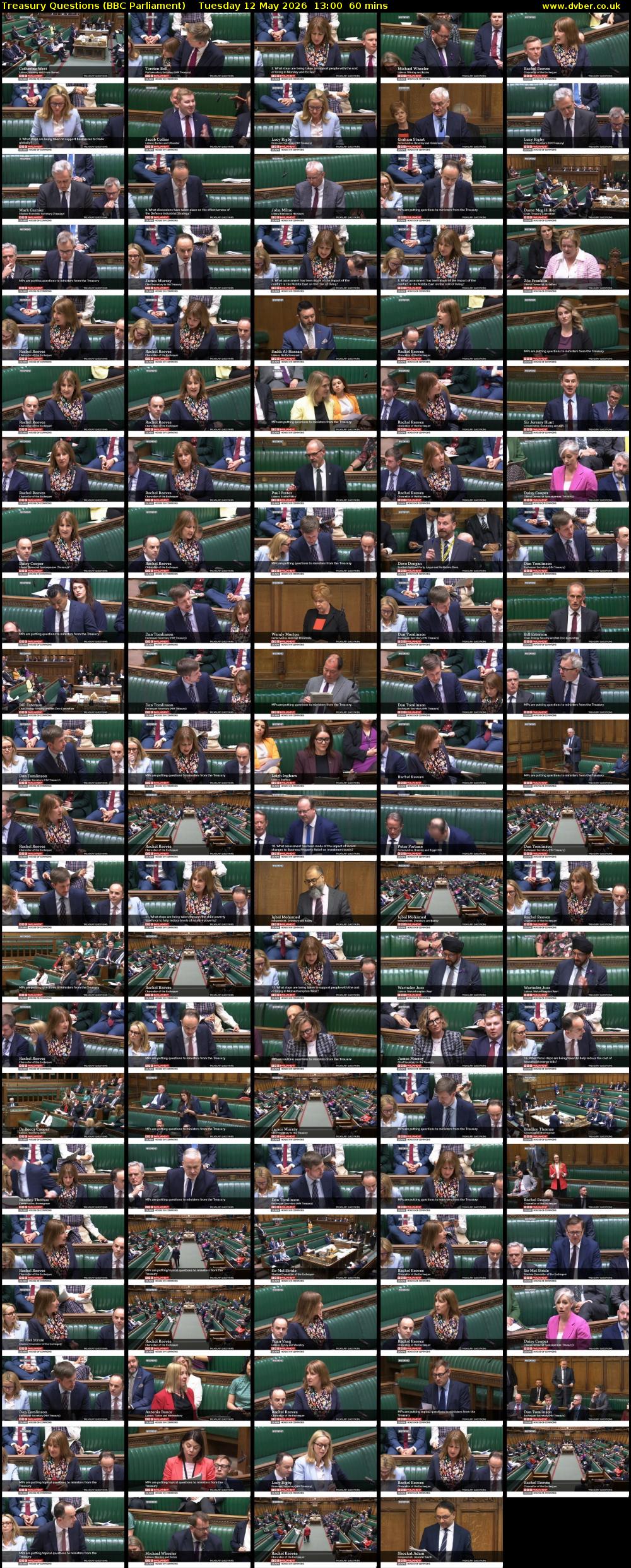 Treasury Questions (BBC Parliament) Tuesday 12 May 2026 13:00 - 14:00