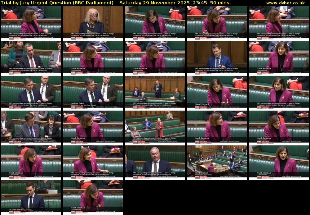 Trial by Jury Urgent Question (BBC Parliament) Saturday 29 November 2025 23:45 - 00:35