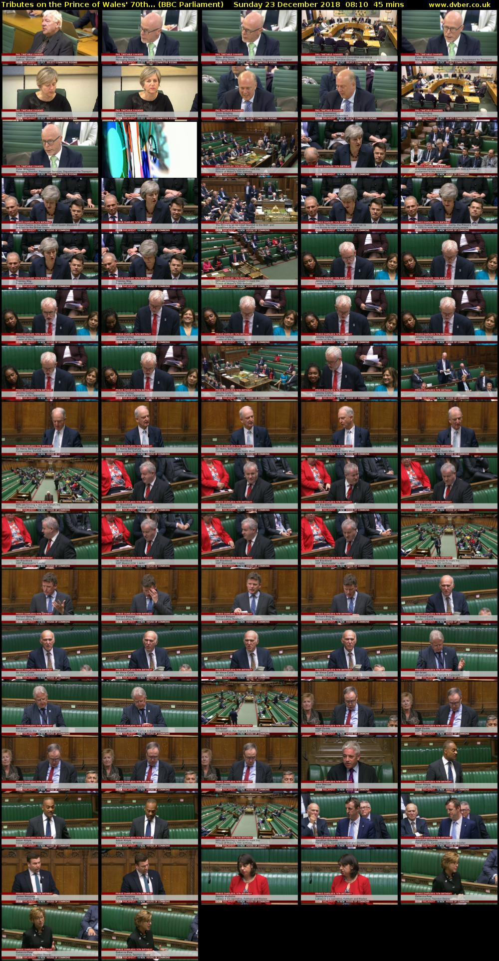 Tributes on the Prince of Wales' 70th... (BBC Parliament) Sunday 23 December 2018 08:10 - 08:55