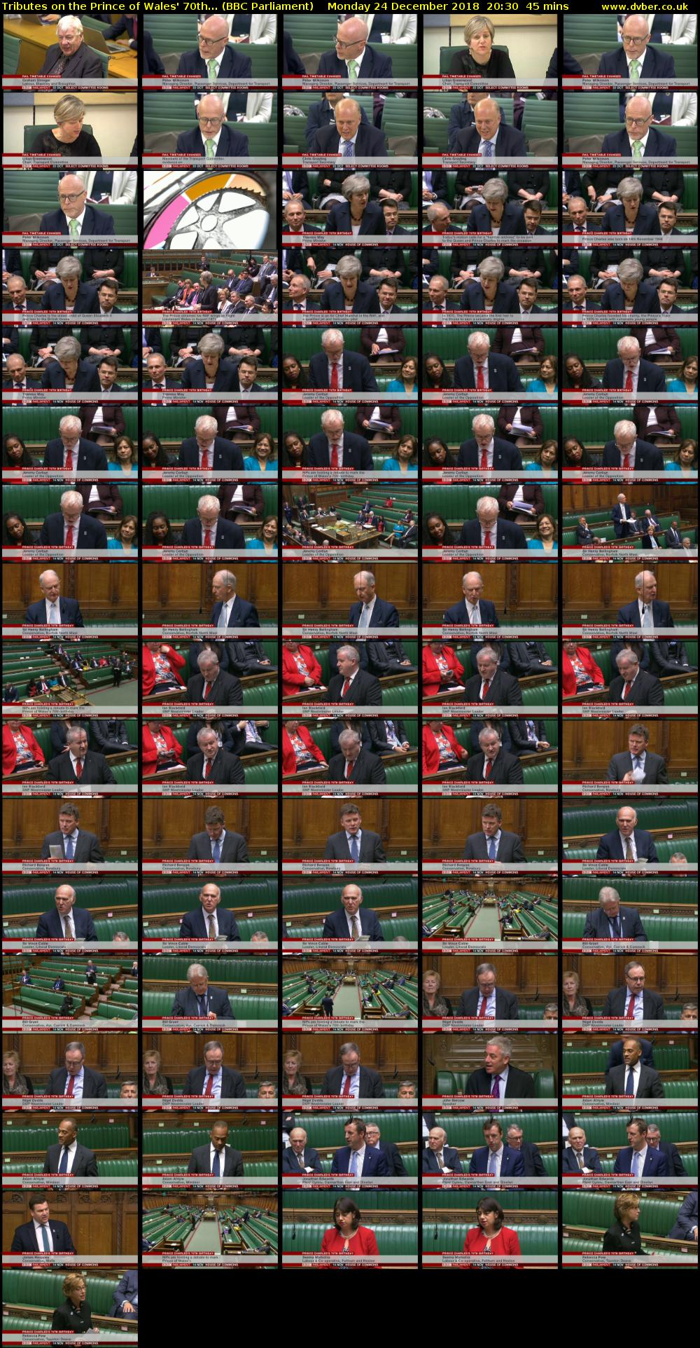 Tributes on the Prince of Wales' 70th... (BBC Parliament) Monday 24 December 2018 20:30 - 21:15
