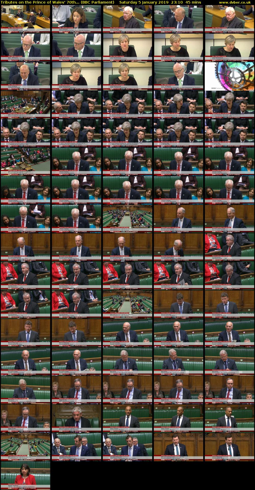 Tributes on the Prince of Wales' 70th... (BBC Parliament) Saturday 5 January 2019 23:10 - 23:55