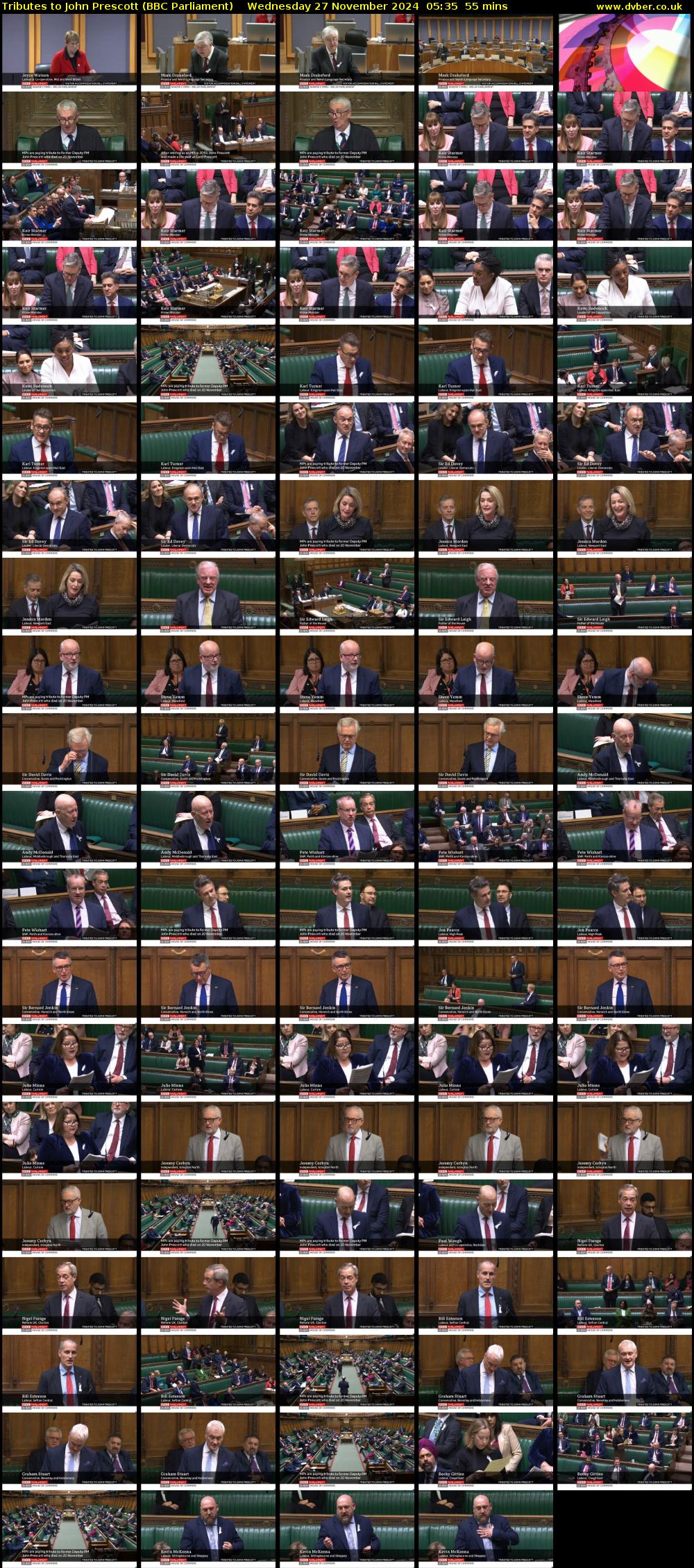 Tributes to John Prescott (BBC Parliament) Wednesday 27 November 2024 05:35 - 06:30