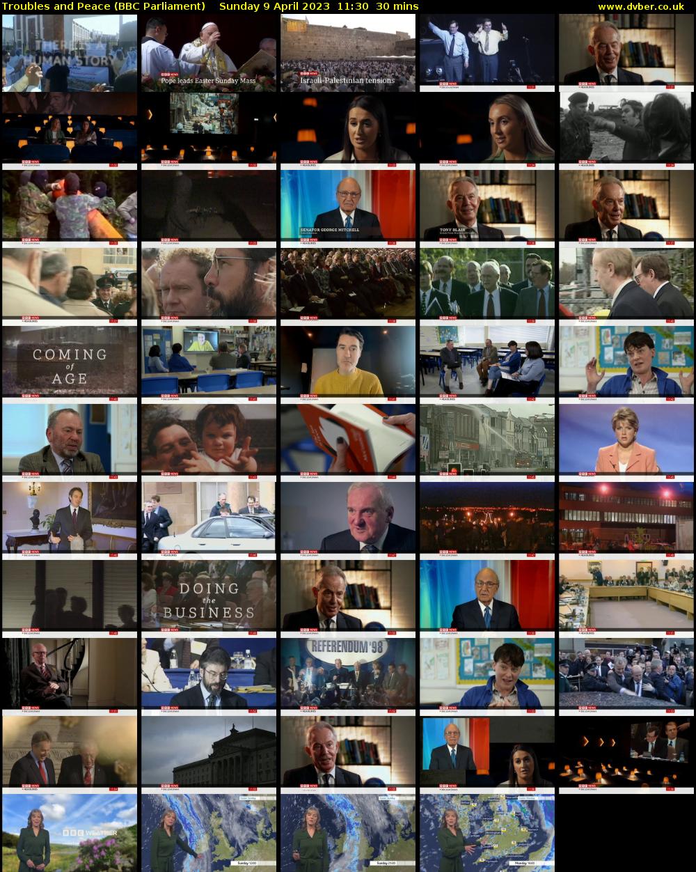 Troubles and Peace (BBC Parliament) Sunday 9 April 2023 11:30 - 12:00