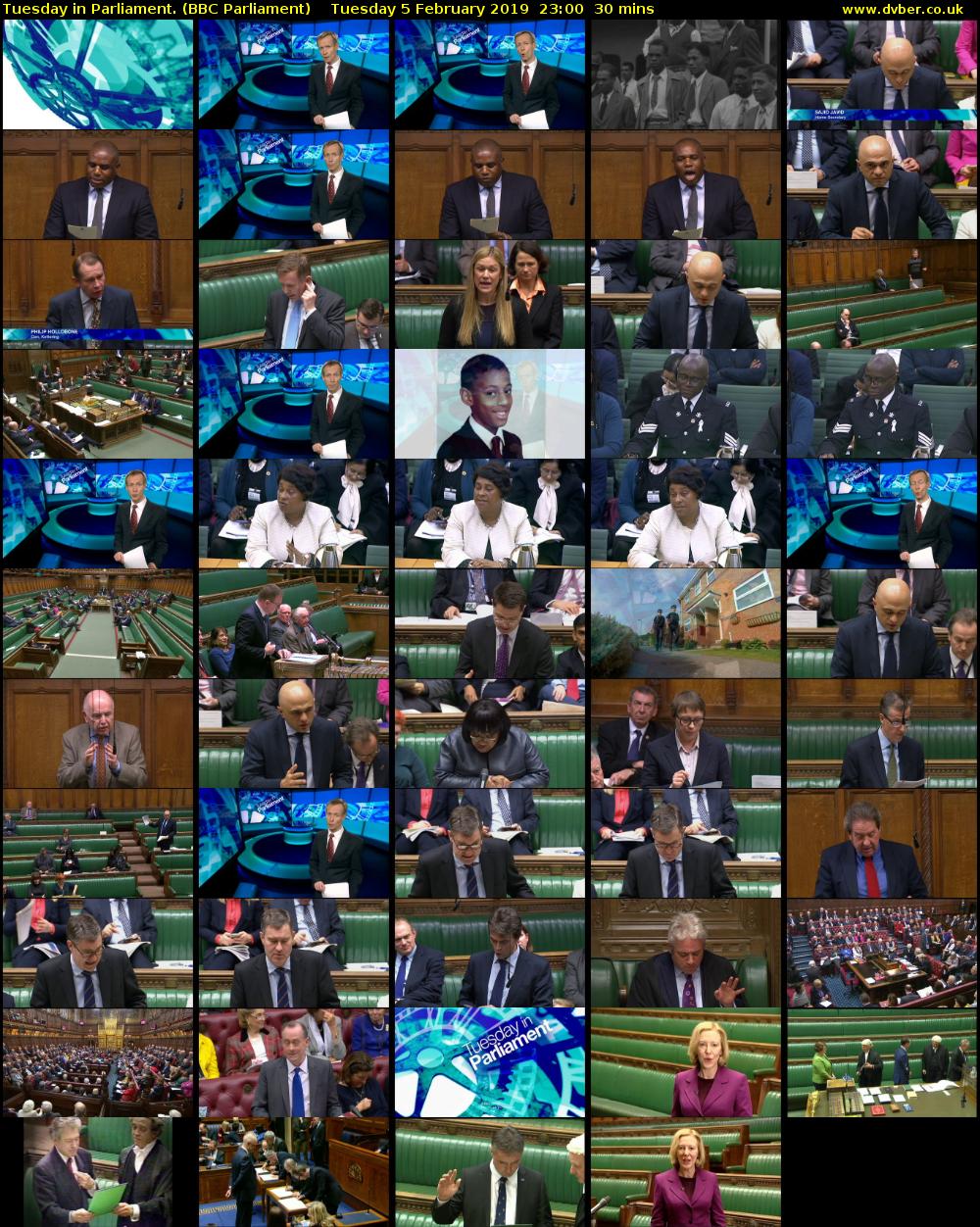 Tuesday in Parliament. (BBC Parliament) Tuesday 5 February 2019 23:00 - 23:30