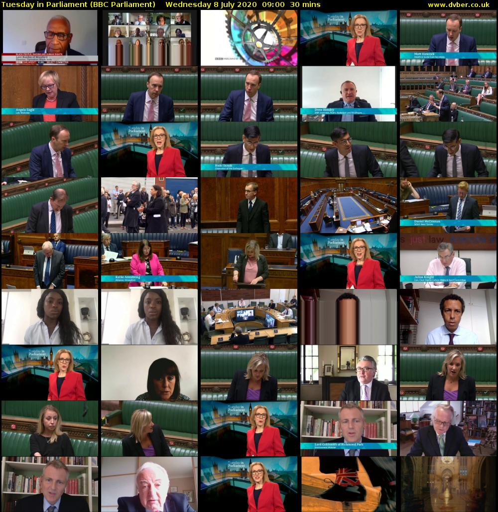 Tuesday in Parliament (BBC Parliament) Wednesday 8 July 2020 09:00 - 09:30
