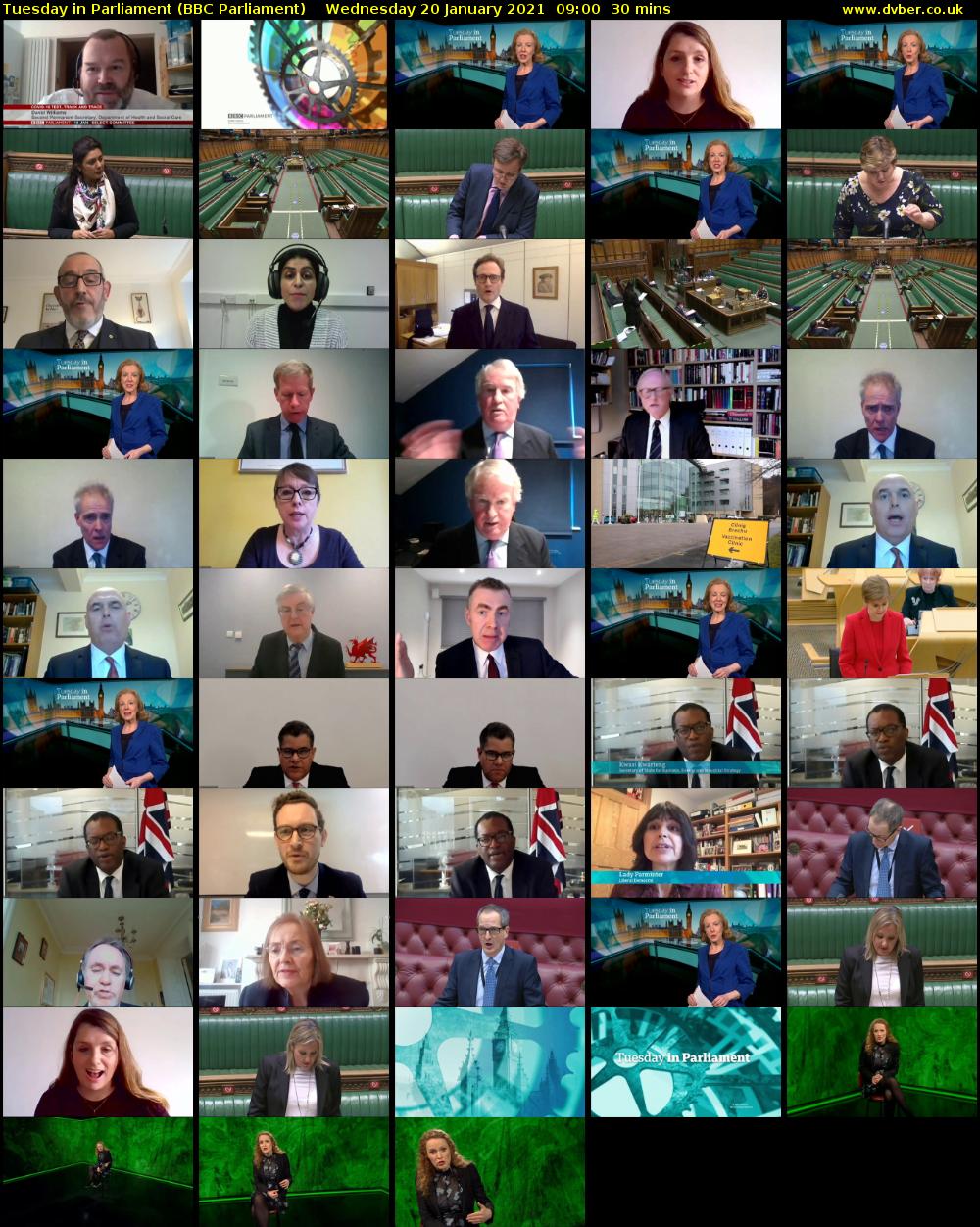 Tuesday in Parliament (BBC Parliament) Wednesday 20 January 2021 09:00 - 09:30
