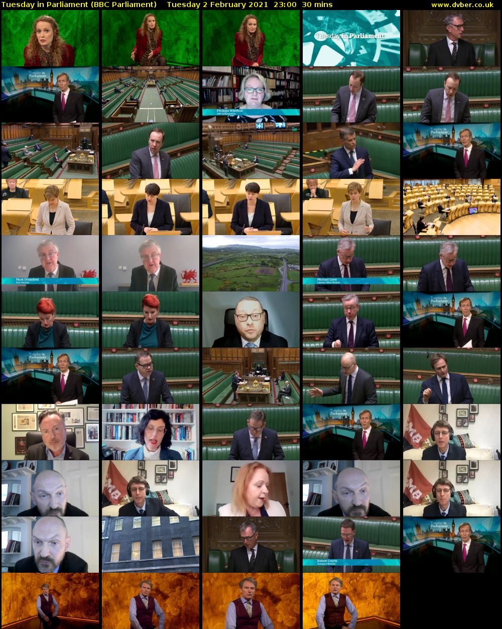 Tuesday in Parliament (BBC Parliament) Tuesday 2 February 2021 23:00 - 23:30