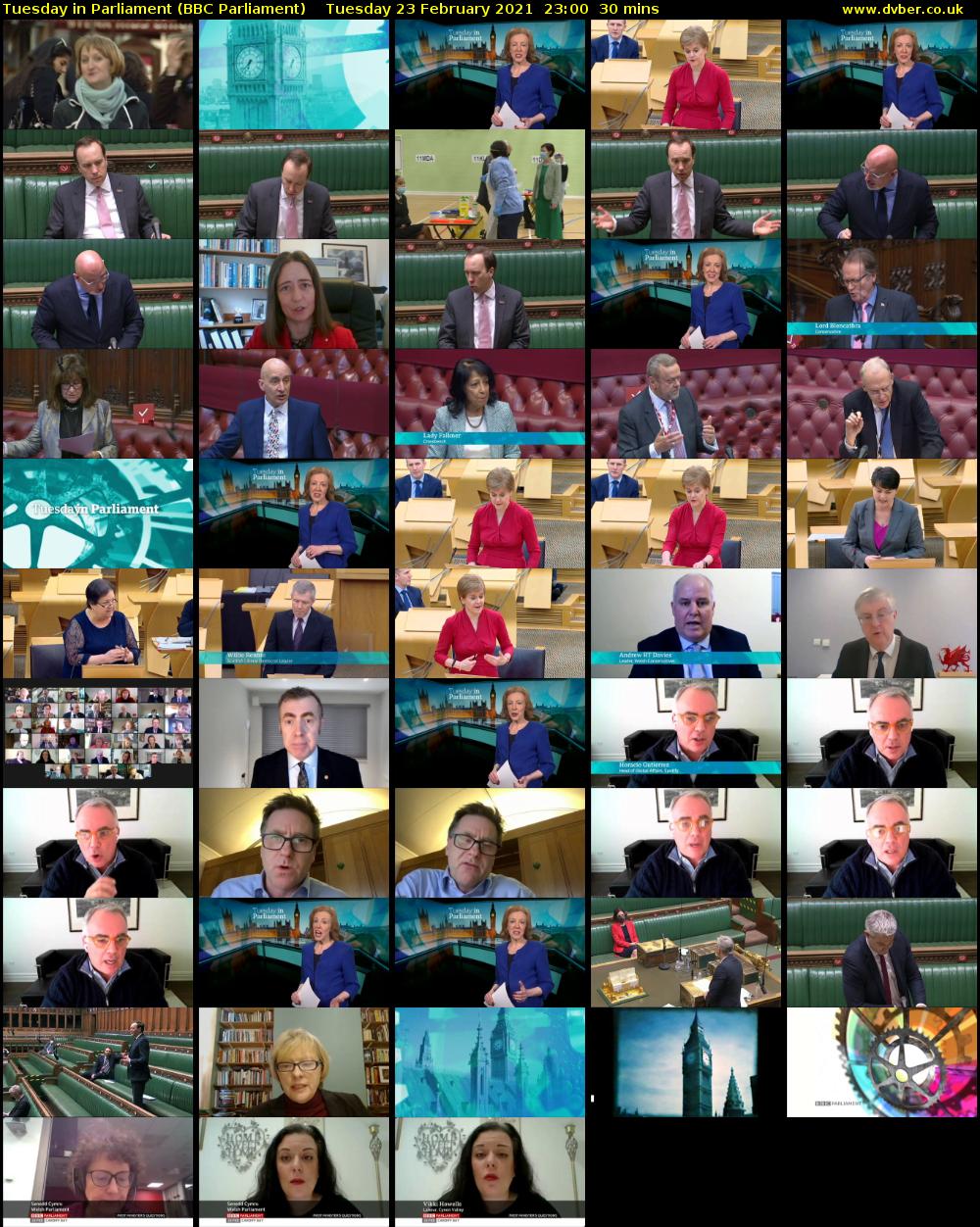 Tuesday in Parliament (BBC Parliament) Tuesday 23 February 2021 23:00 - 23:30