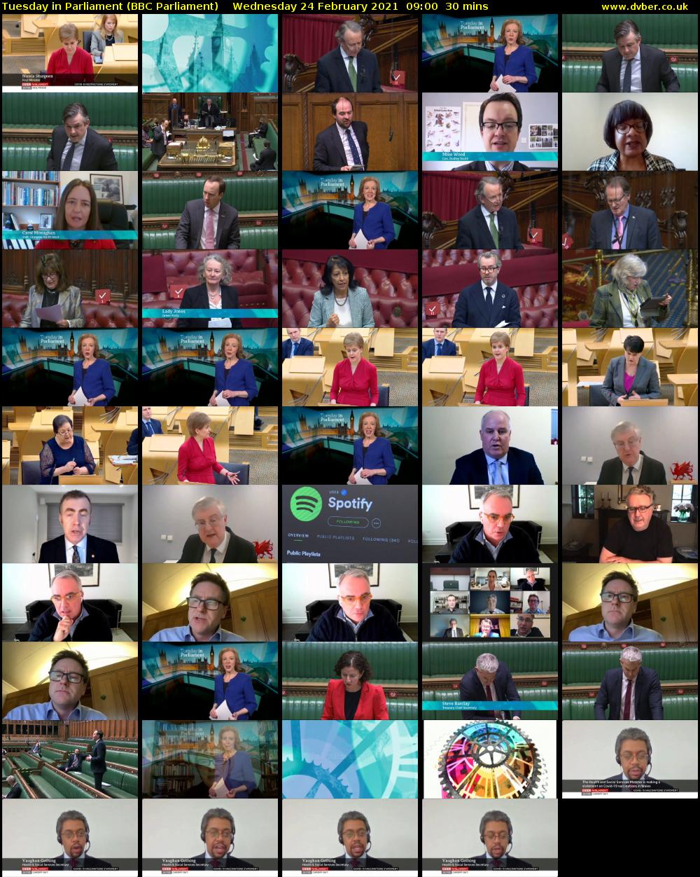 Tuesday in Parliament (BBC Parliament) Wednesday 24 February 2021 09:00 - 09:30