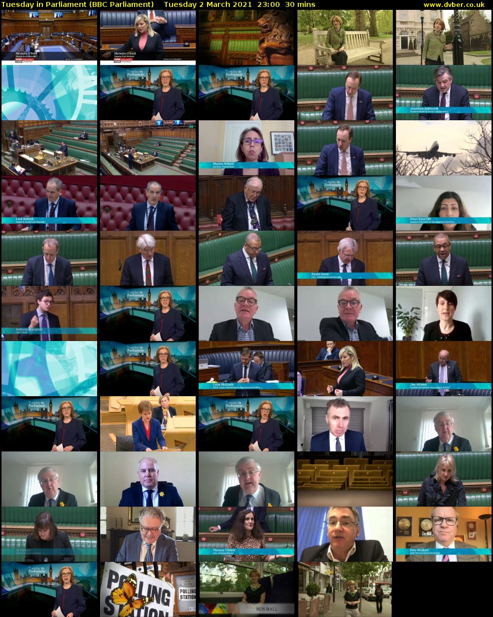 Tuesday in Parliament (BBC Parliament) Tuesday 2 March 2021 23:00 - 23:30