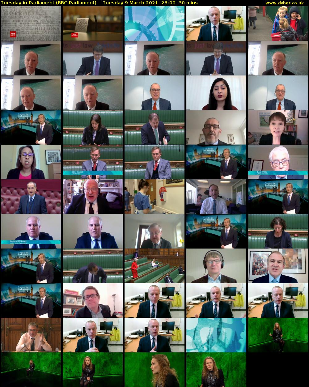 Tuesday in Parliament (BBC Parliament) Tuesday 9 March 2021 23:00 - 23:30