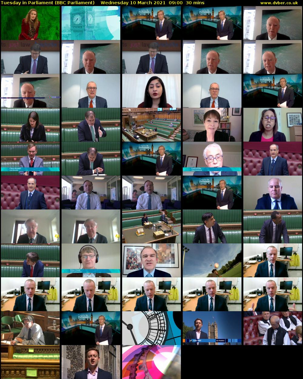 Tuesday in Parliament (BBC Parliament) Wednesday 10 March 2021 09:00 - 09:30