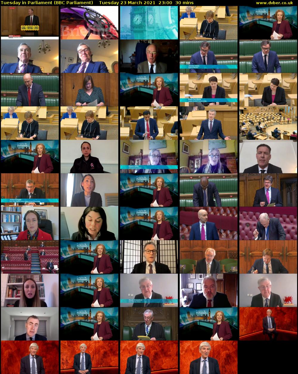 Tuesday in Parliament (BBC Parliament) Tuesday 23 March 2021 23:00 - 23:30