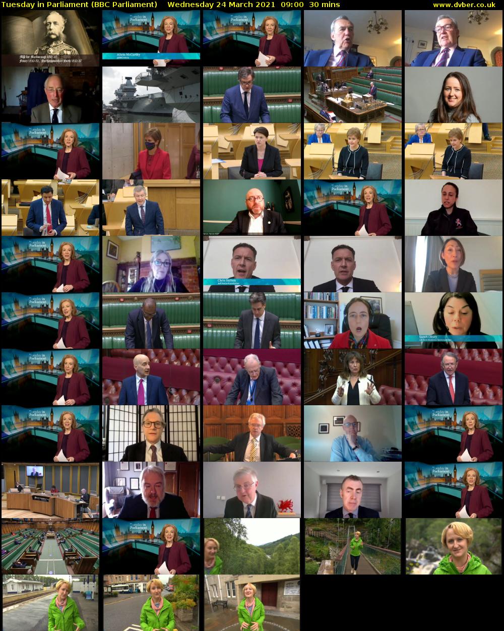 Tuesday in Parliament (BBC Parliament) Wednesday 24 March 2021 09:00 - 09:30