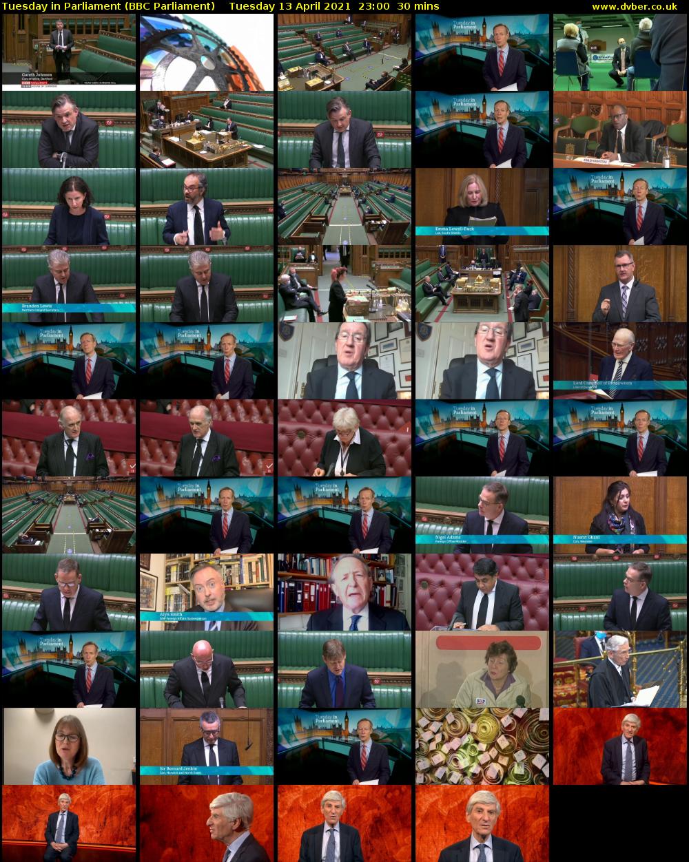 Tuesday in Parliament (BBC Parliament) Tuesday 13 April 2021 23:00 - 23:30