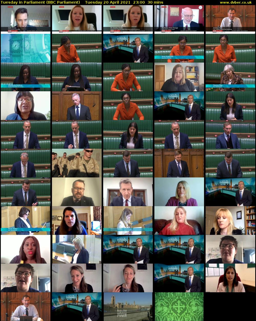 Tuesday in Parliament (BBC Parliament) Tuesday 20 April 2021 23:00 - 23:30