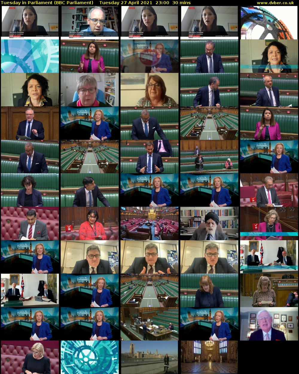 Tuesday in Parliament (BBC Parliament) Tuesday 27 April 2021 23:00 - 23:30