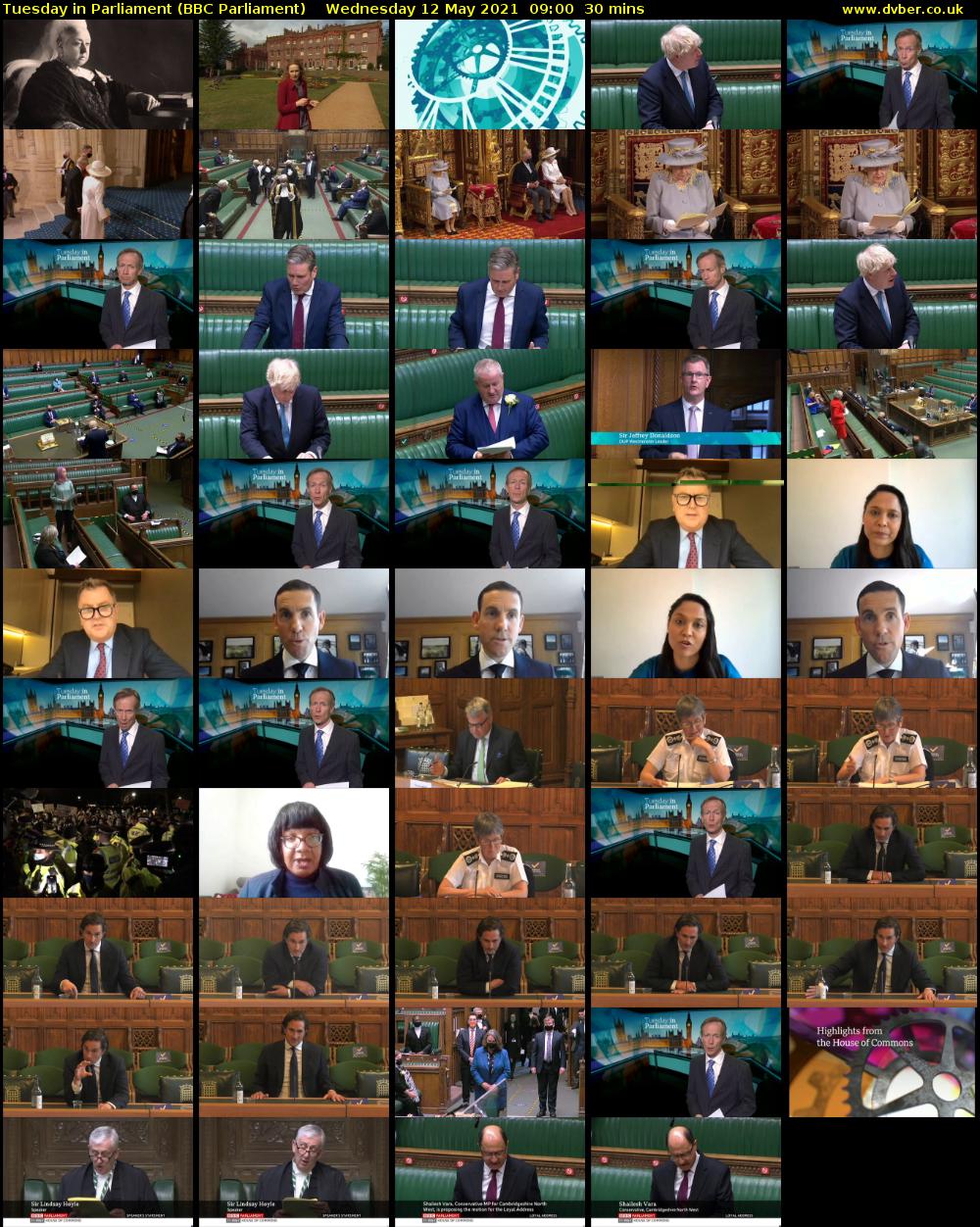 Tuesday in Parliament (BBC Parliament) Wednesday 12 May 2021 09:00 - 09:30
