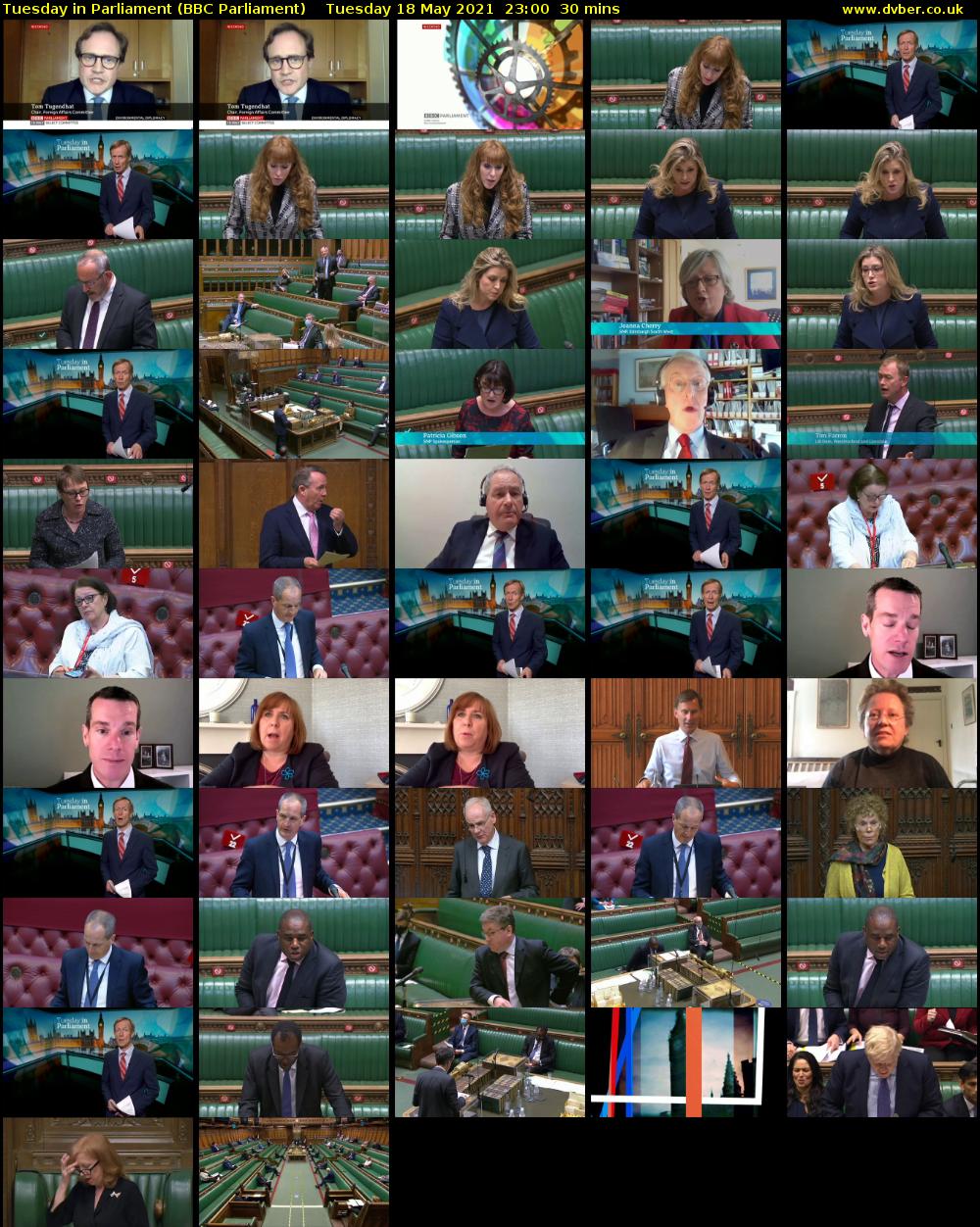 Tuesday in Parliament (BBC Parliament) Tuesday 18 May 2021 23:00 - 23:30