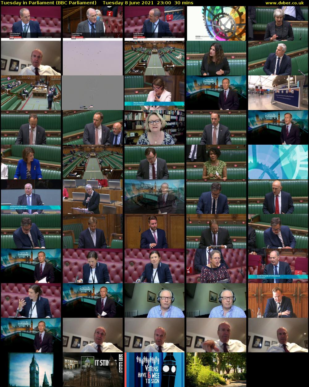 Tuesday in Parliament (BBC Parliament) Tuesday 8 June 2021 23:00 - 23:30