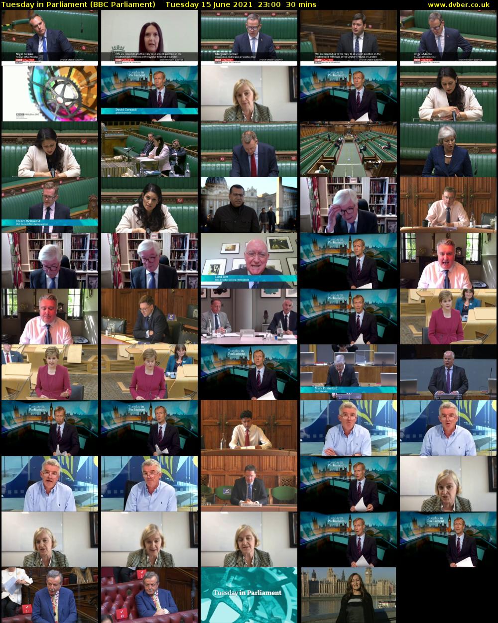 Tuesday in Parliament (BBC Parliament) Tuesday 15 June 2021 23:00 - 23:30
