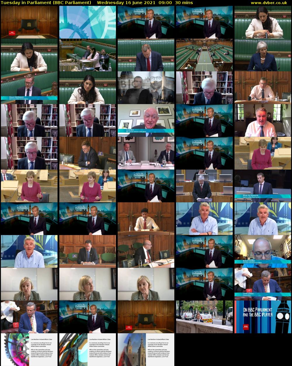 Tuesday in Parliament (BBC Parliament) Wednesday 16 June 2021 09:00 - 09:30