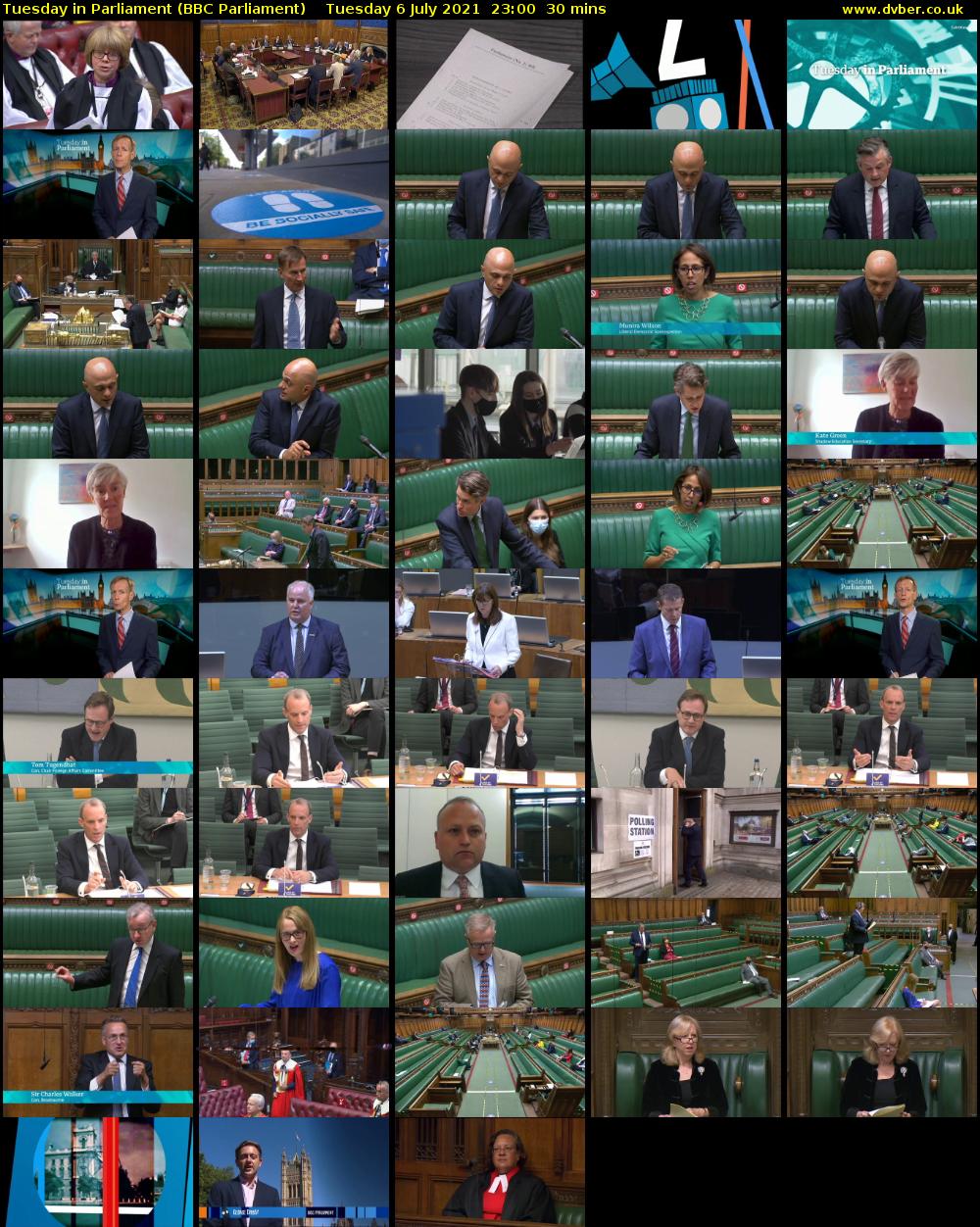 Tuesday in Parliament (BBC Parliament) Tuesday 6 July 2021 23:00 - 23:30