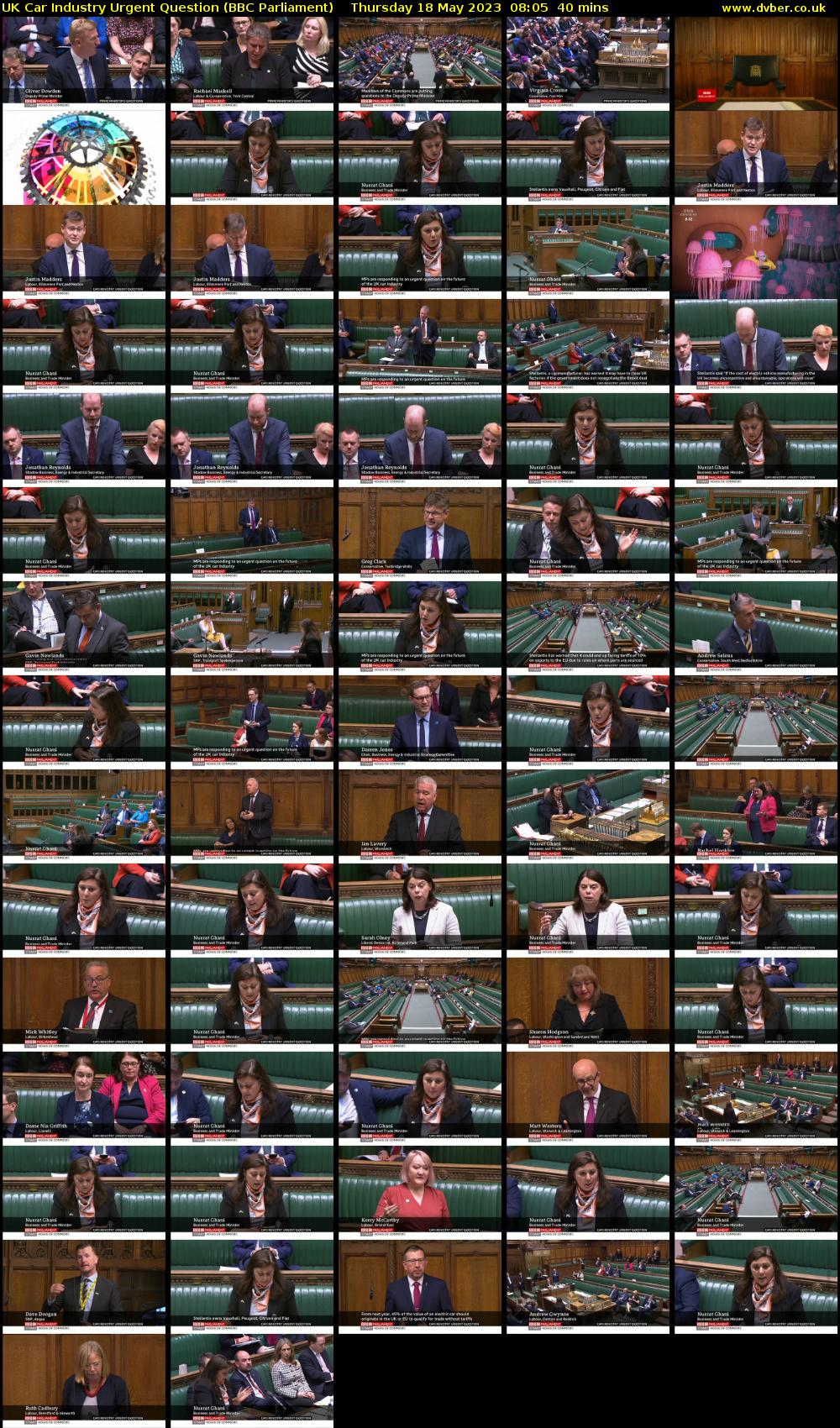 UK Car Industry Urgent Question (BBC Parliament) Thursday 18 May 2023 08:05 - 08:45