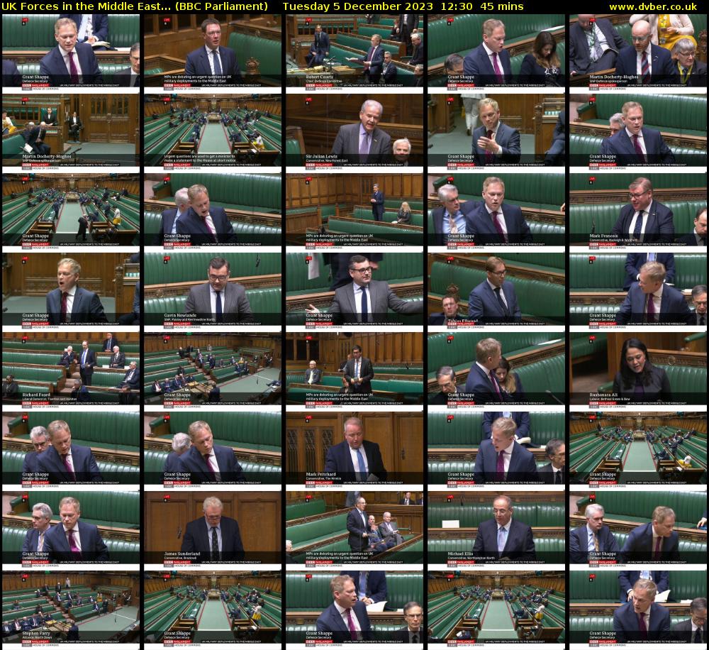 UK Forces in the Middle East... (BBC Parliament) Tuesday 5 December 2023 12:30 - 13:15