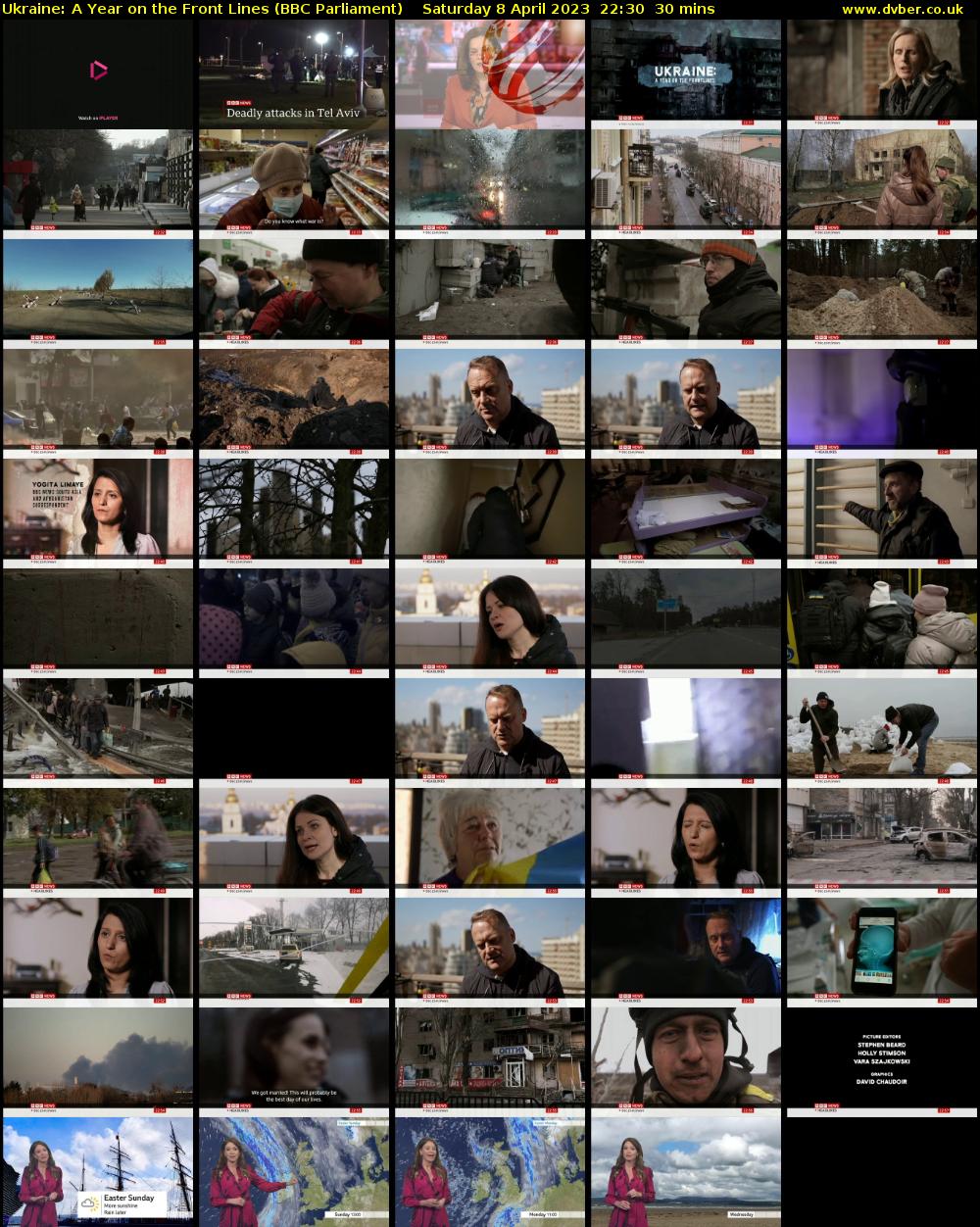 Ukraine: A Year on the Front Lines (BBC Parliament) Saturday 8 April 2023 22:30 - 23:00