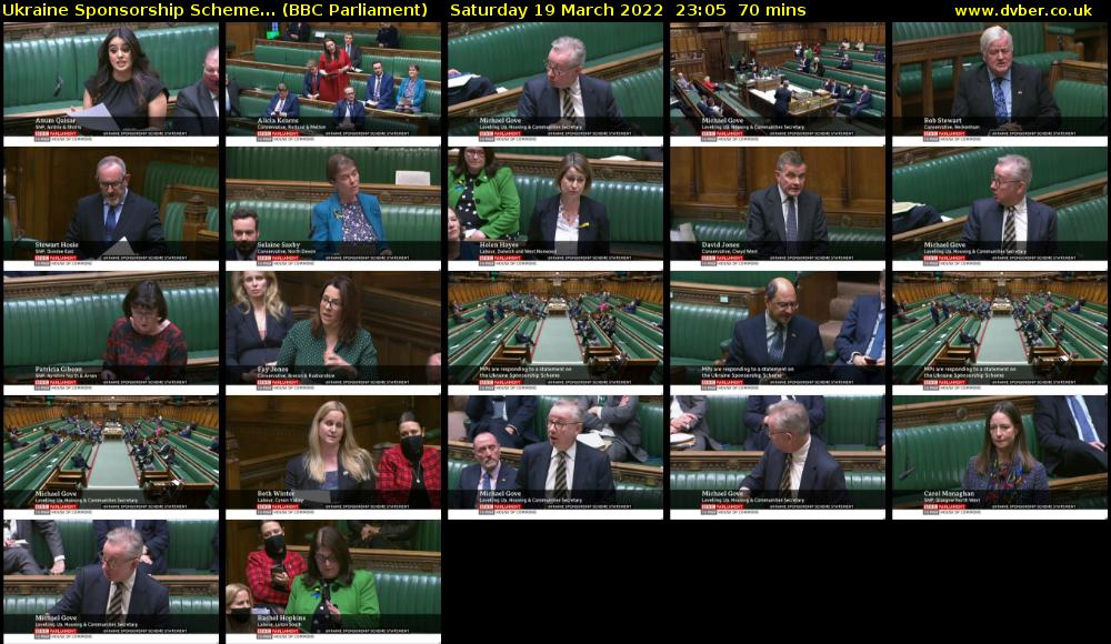 Ukraine Sponsorship Scheme... (BBC Parliament) Saturday 19 March 2022 23:05 - 00:15