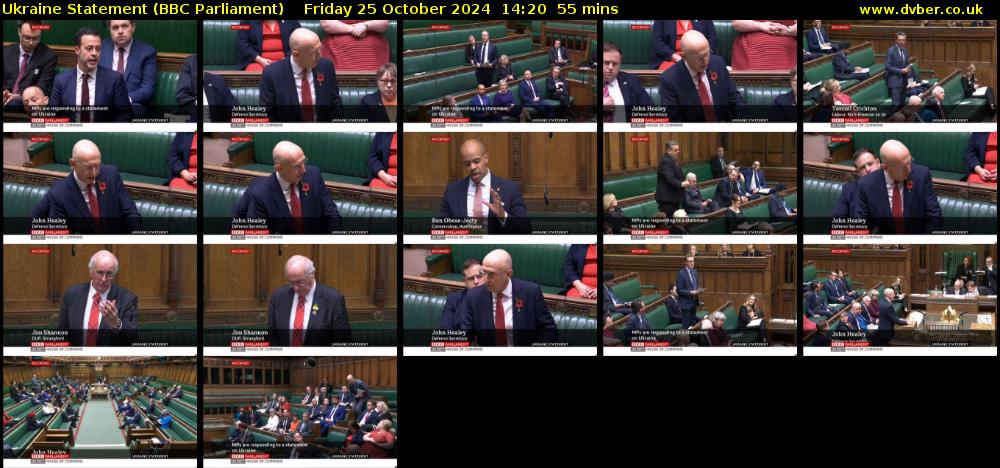 Ukraine Statement (BBC Parliament) Friday 25 October 2024 14:20 - 15:15