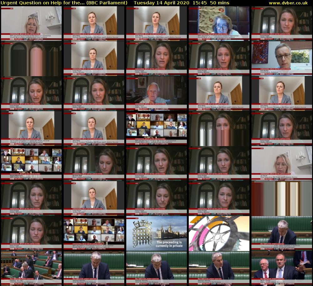 Urgent Question on Help for the... (BBC Parliament) Tuesday 14 April 2020 15:45 - 16:35