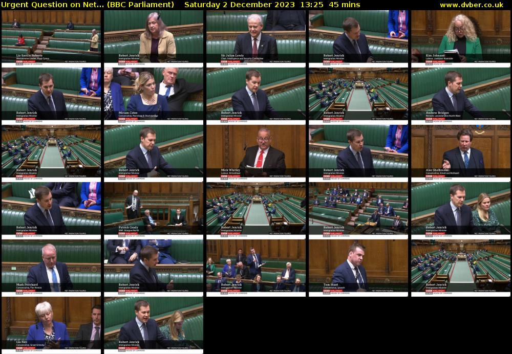 Urgent Question on Net... (BBC Parliament) Saturday 2 December 2023 13:25 - 14:10