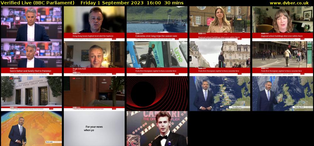 Verified Live (BBC Parliament) Friday 1 September 2023 16:00 - 16:30