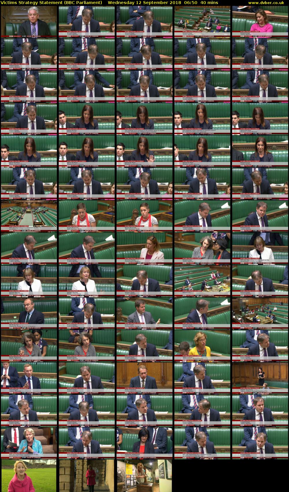 Victims Strategy Statement (BBC Parliament) Wednesday 12 September 2018 06:50 - 07:30