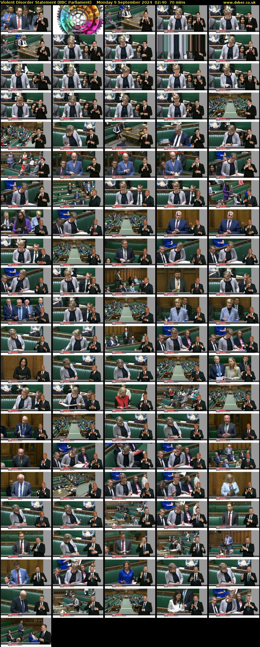 Violent Disorder Statement (BBC Parliament) Monday 9 September 2024 02:40 - 03:50