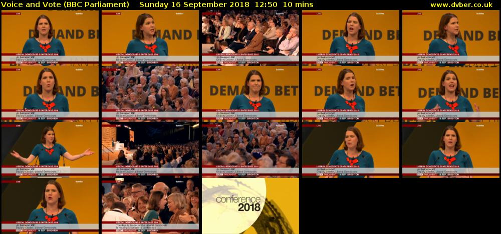 Voice and Vote (BBC Parliament) Sunday 16 September 2018 12:50 - 13:00