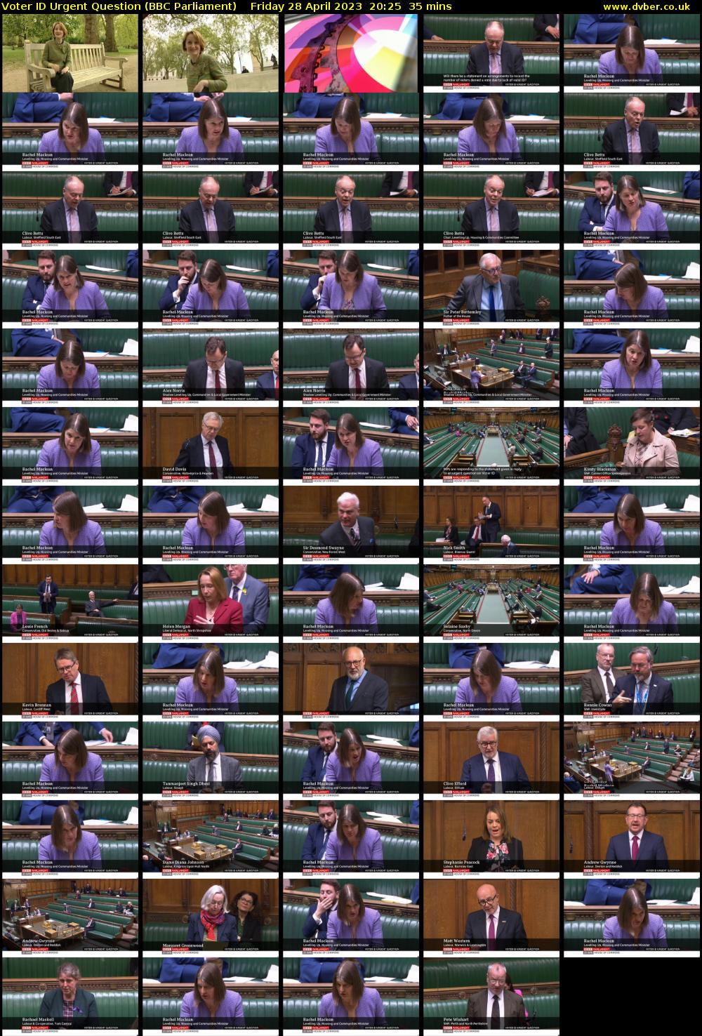 Voter ID Urgent Question (BBC Parliament) Friday 28 April 2023 20:25 - 21:00