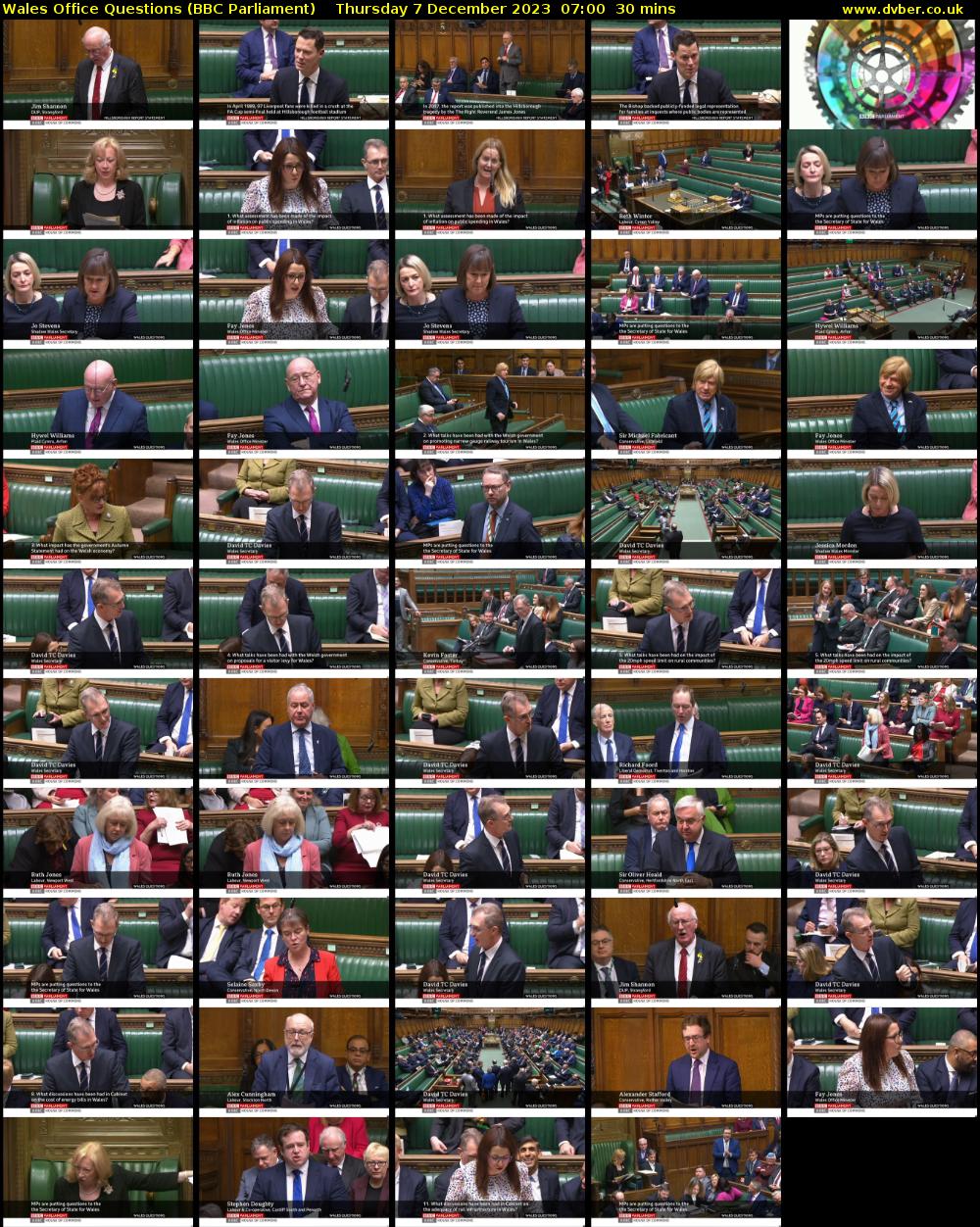 Wales Office Questions (BBC Parliament) Thursday 7 December 2023 07:00 - 07:30