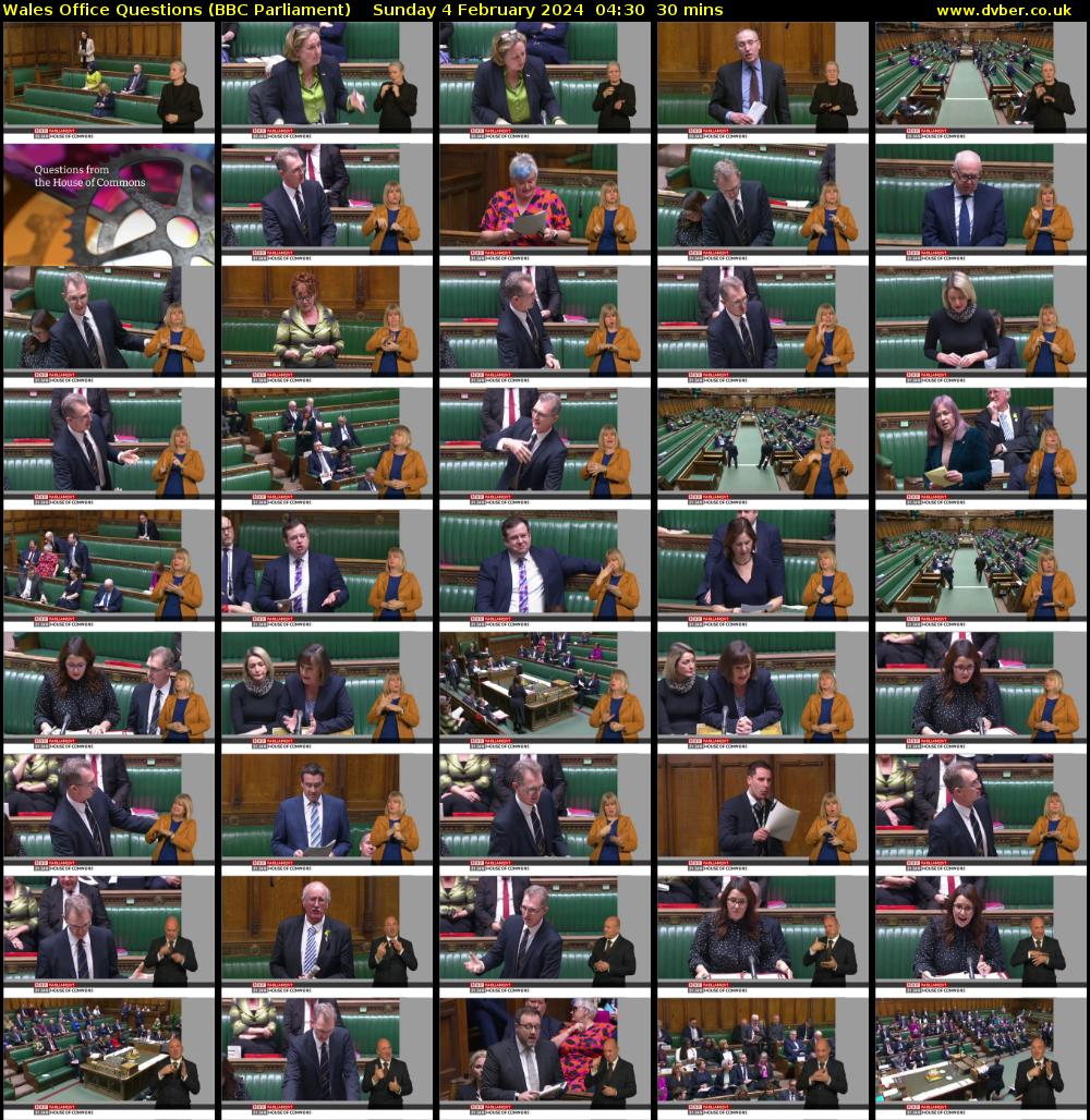 Wales Office Questions (BBC Parliament) Sunday 4 February 2024 04:30 - 05:00